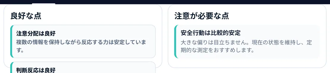 強みと、気を付けたい点が文章で